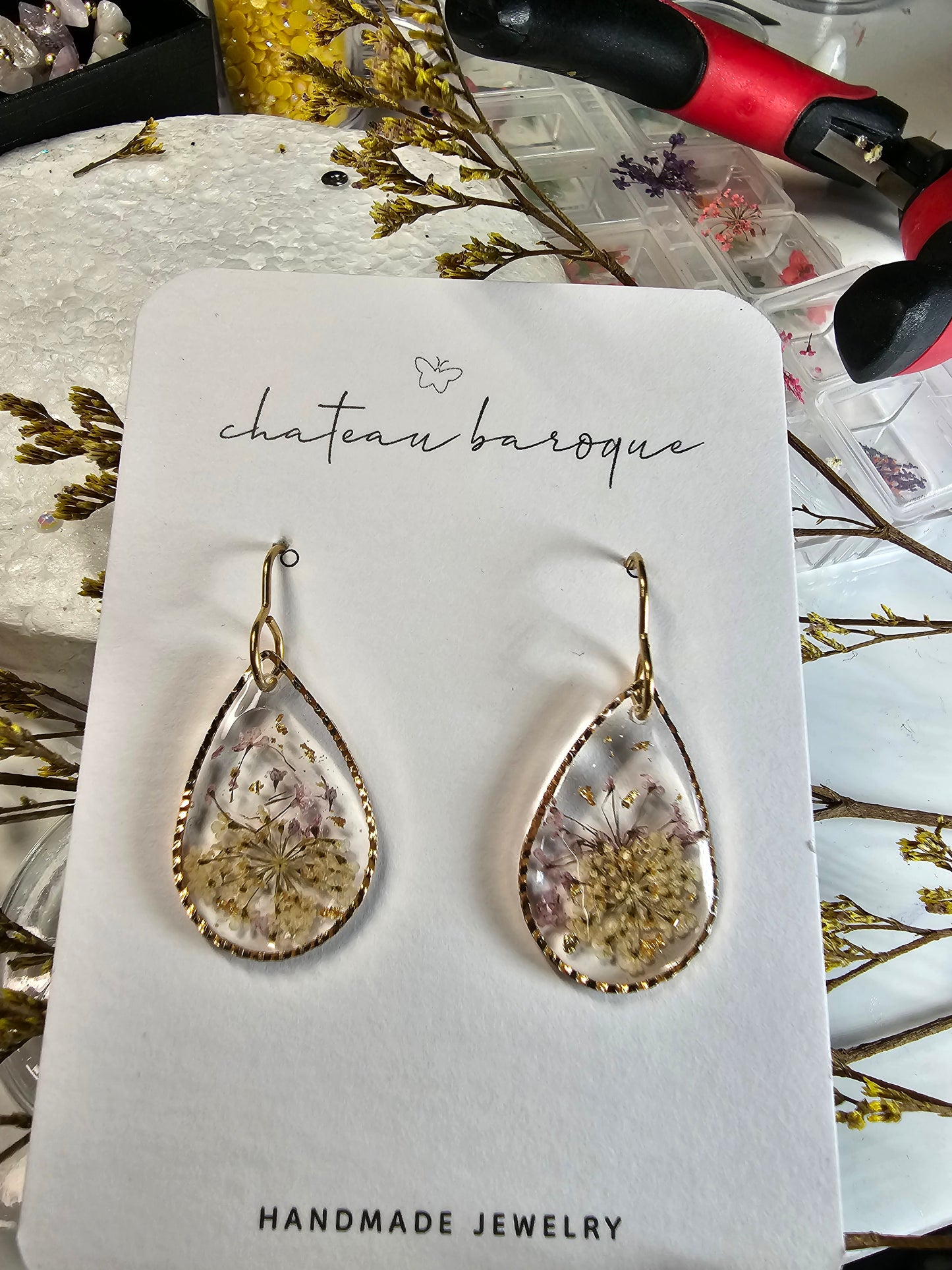 Windswept Floral Resin Earings
