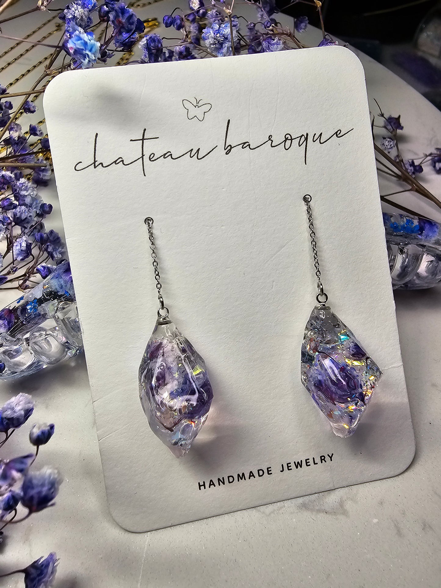 Periwinkle Gem Drop Earings