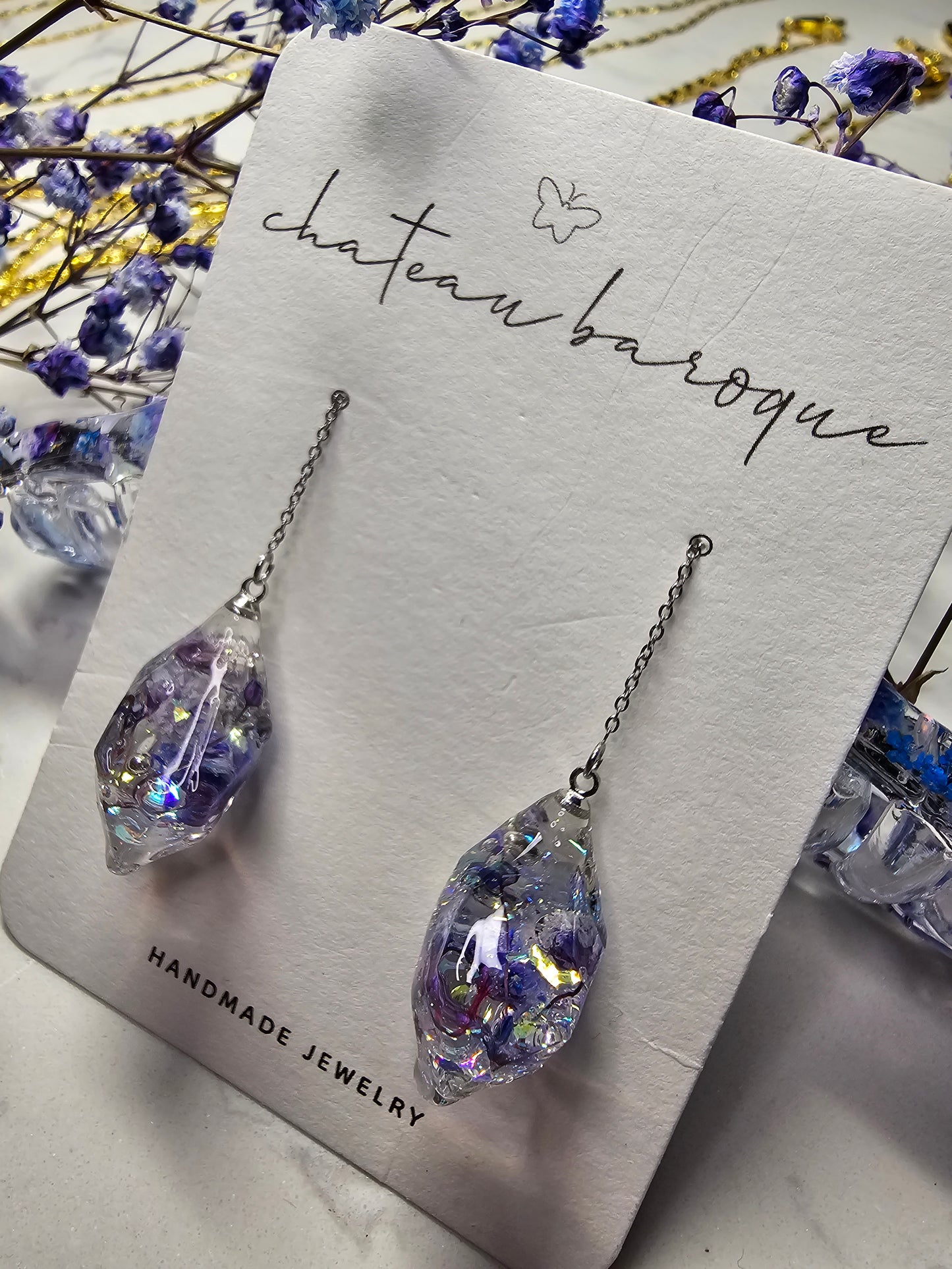 Periwinkle Gem Drop Earings