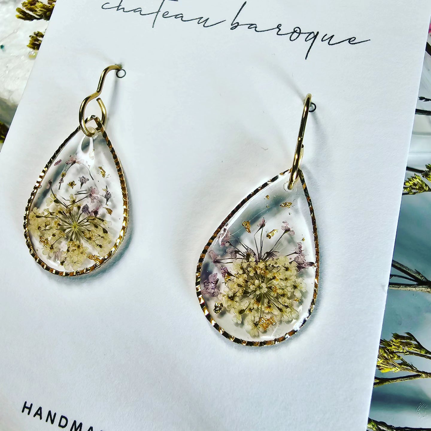 Windswept Floral Resin Earings