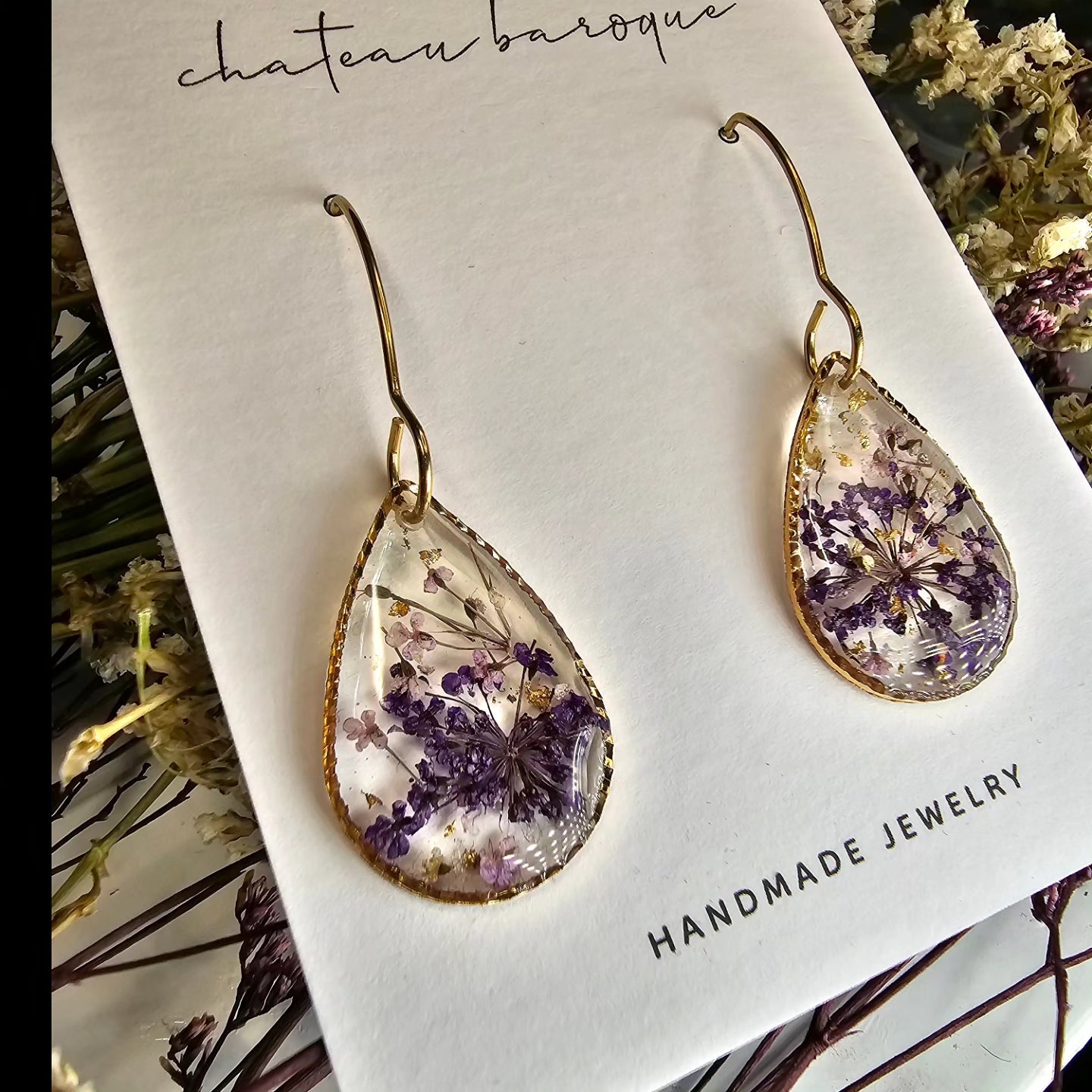 Windswept Floral Resin Earings
