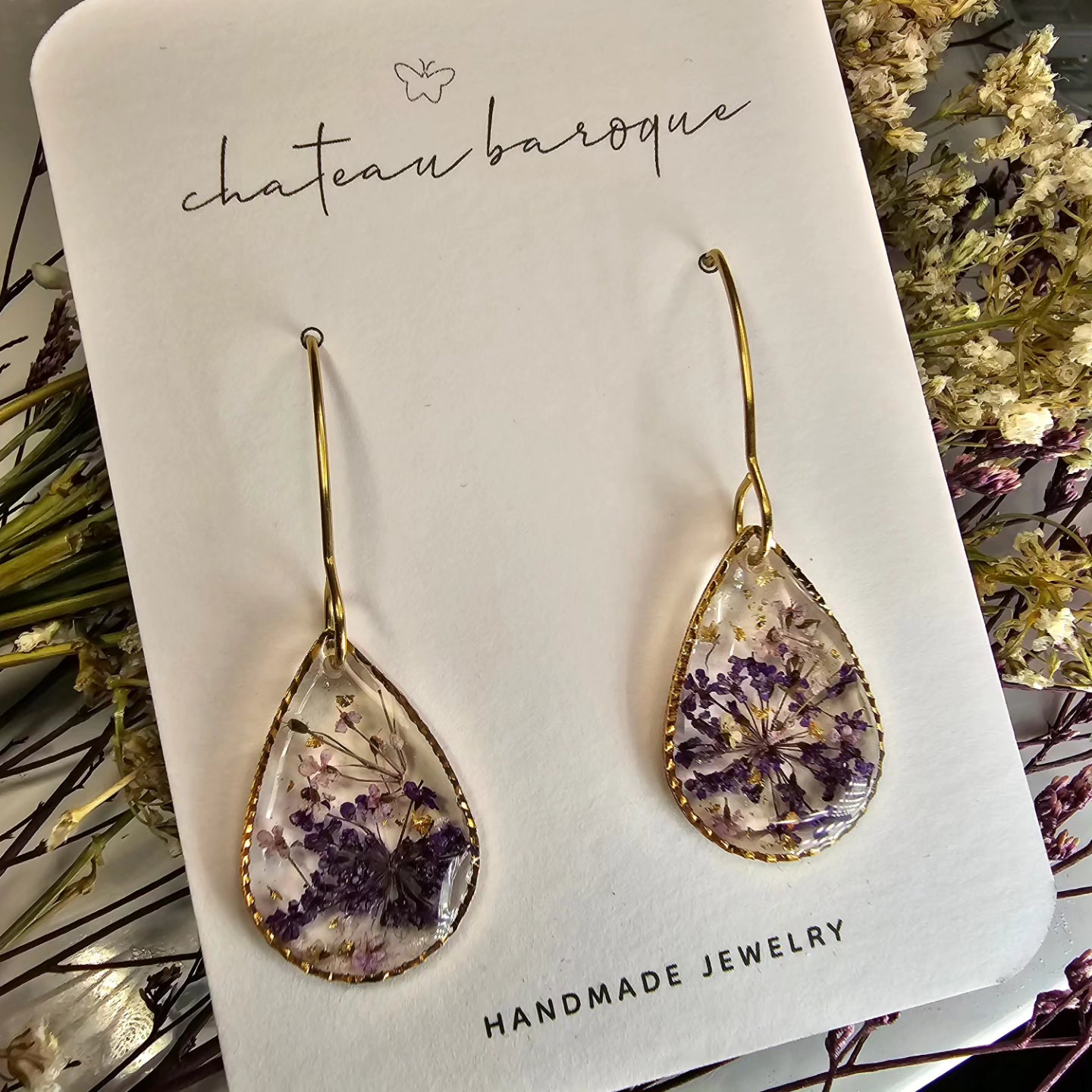 Windswept Floral Resin Earings