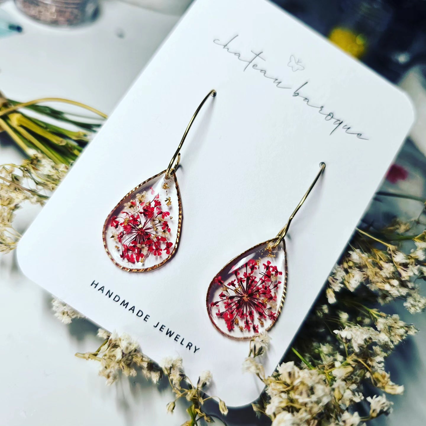 Windswept Floral Resin Earings