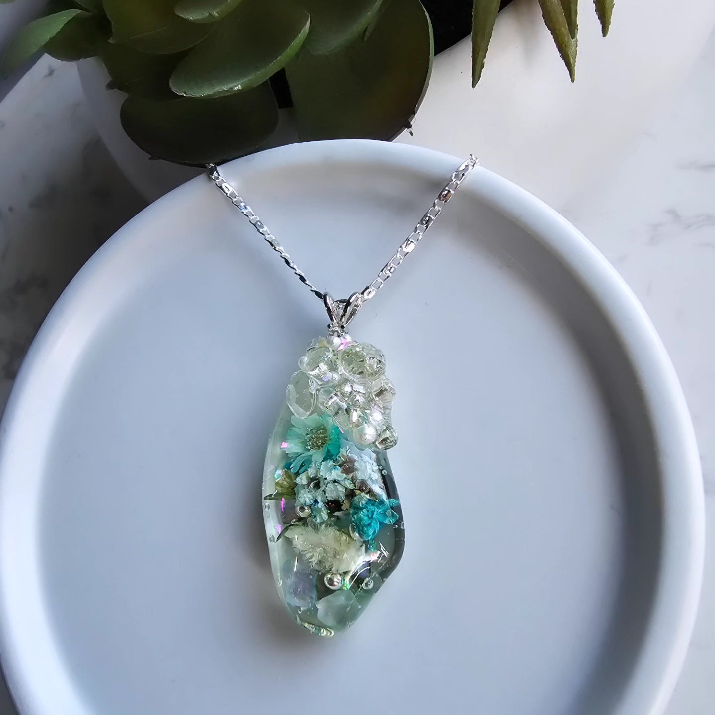 Oblong Encrusted Gem Pendant