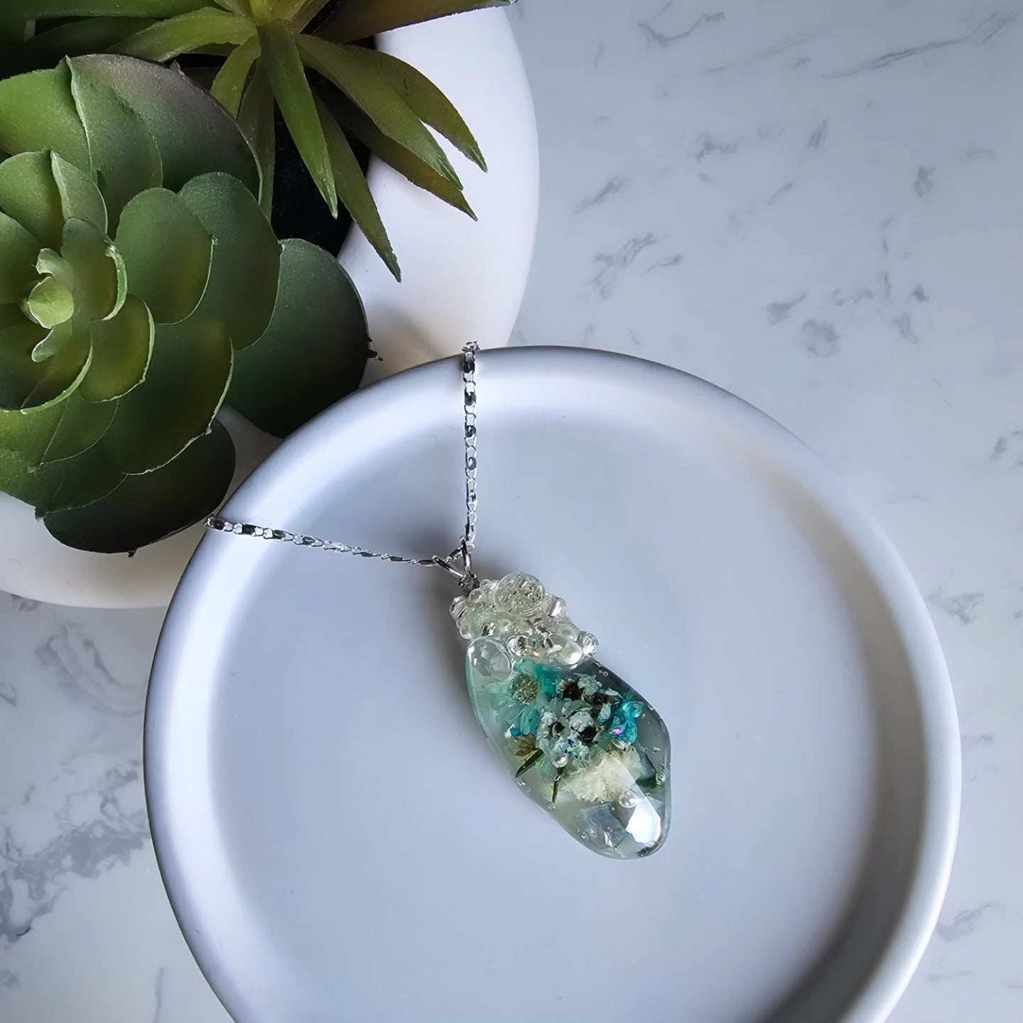 Oblong Encrusted Gem Pendant