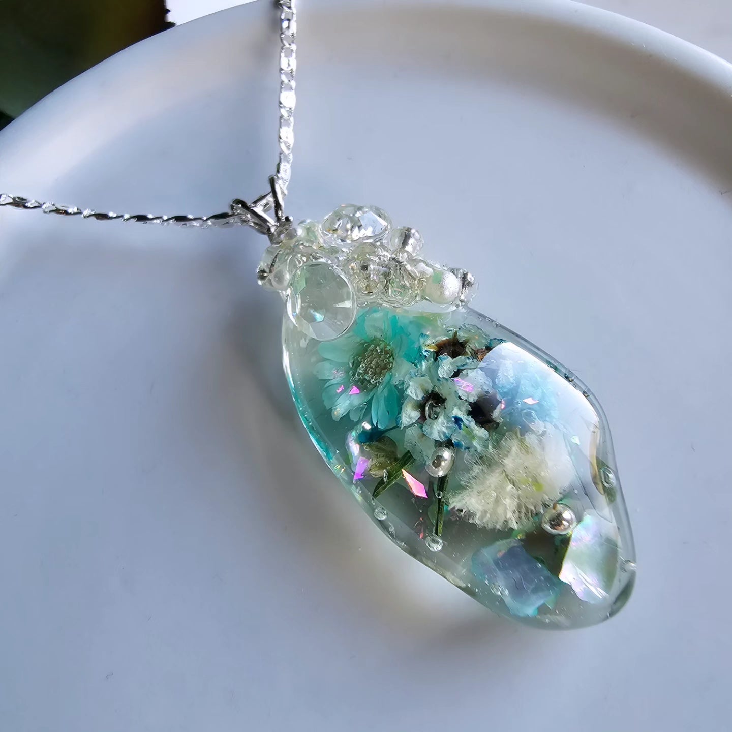 Oblong Encrusted Gem Pendant