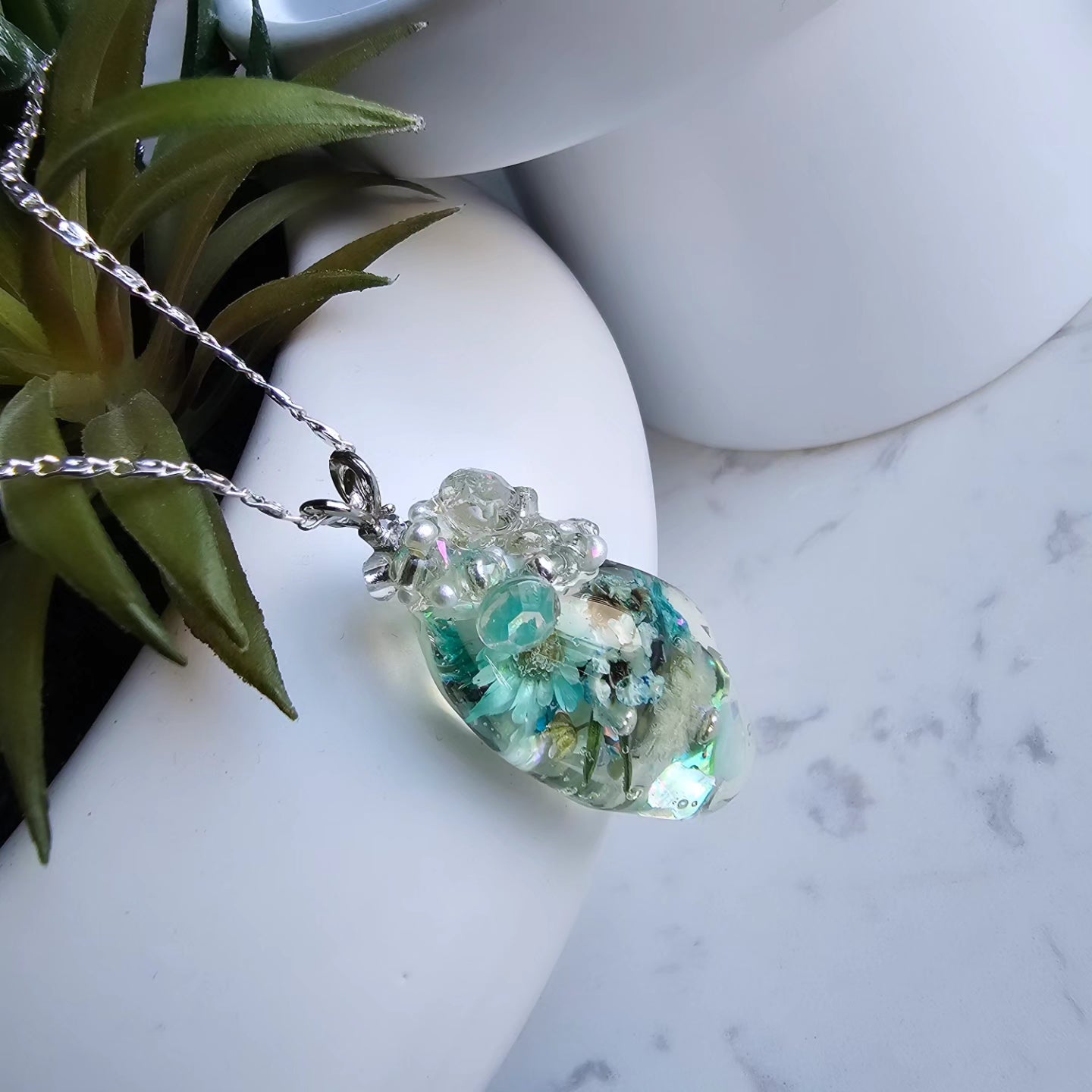 Oblong Encrusted Gem Pendant