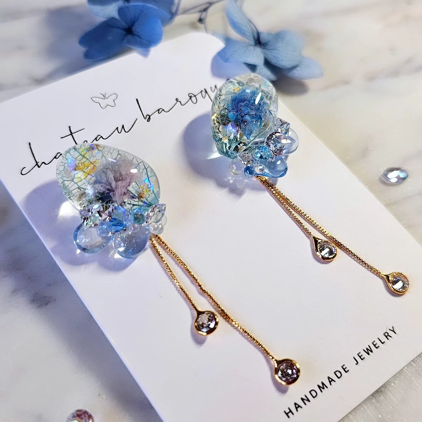 Ethereal Hydrangea Tassel Drop Earrings