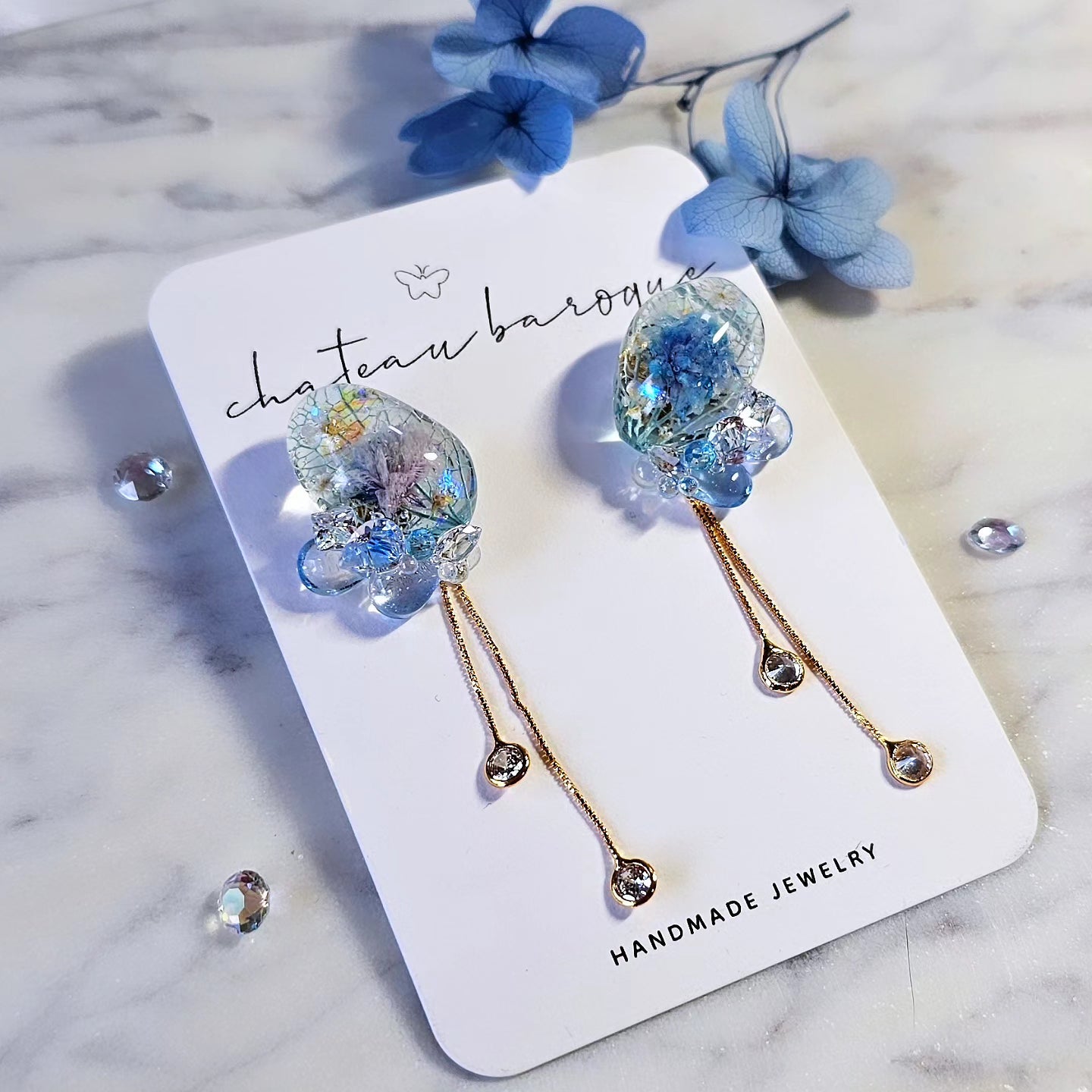 Ethereal Hydrangea Tassel Drop Earrings